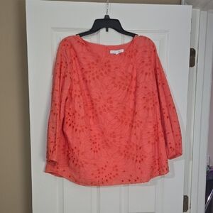 Preston & York Coral Floral Blouse